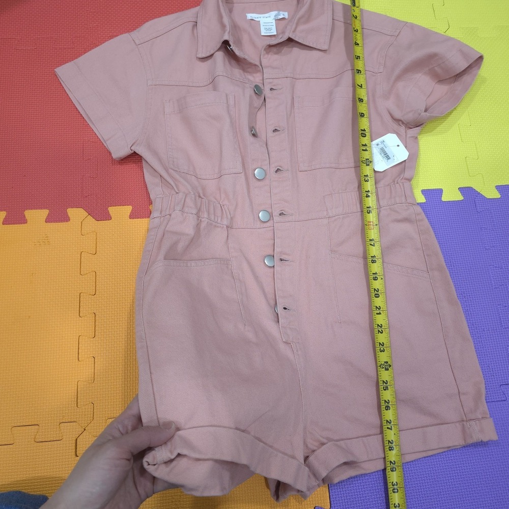 Altar'd State Dusty Rose Pink Denim Romper PS NWT - 100% Cotton Utility Jumpsuit